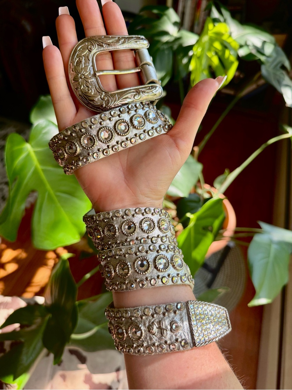 Y2k Kippys Swarovski Embellished Leather Belt